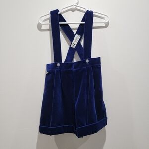 24M Therèse Blue Velvet Vintage Suspender Overalls.